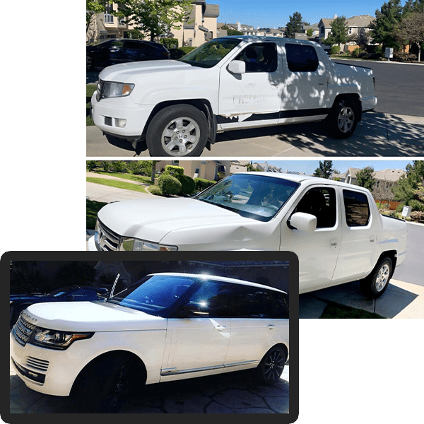 White truck dents and scratches