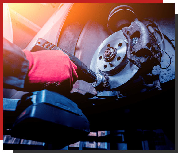 Car brake repairing in garage