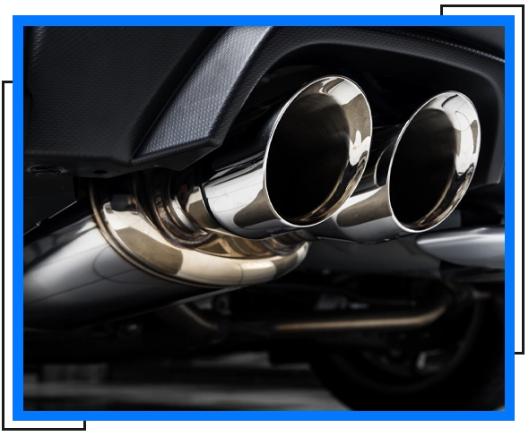 a clean exhaust of a black car