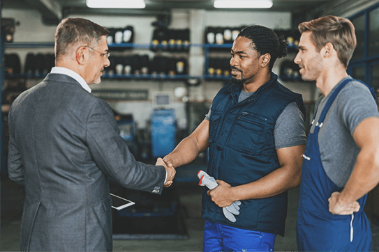 Satisfied customer hand shaking