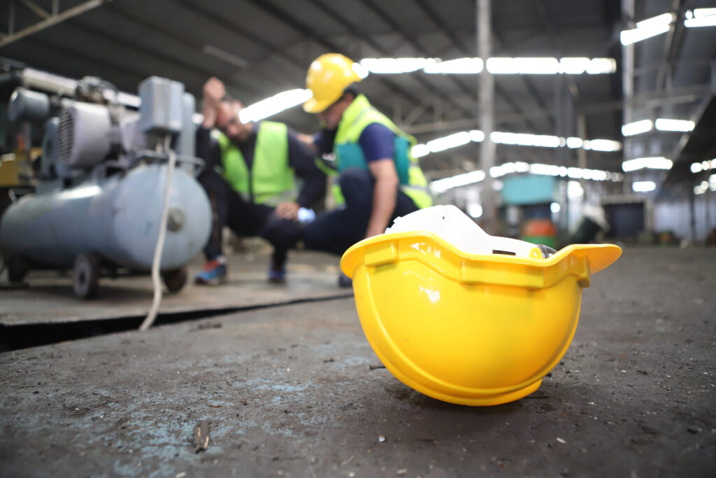 Accident at work of construction worker at site.
