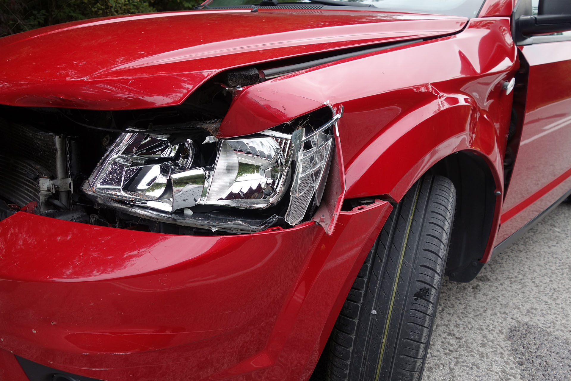 Car crash, frontal collision