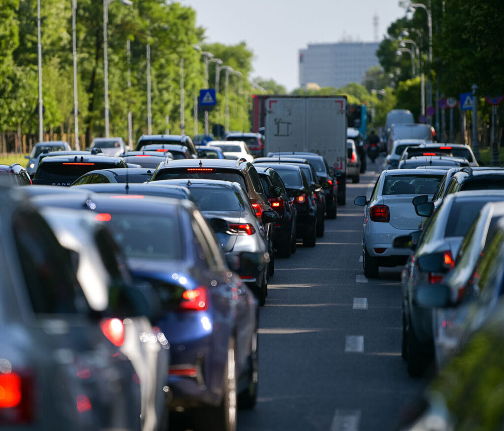 Rush hour traffic on the streets of the city