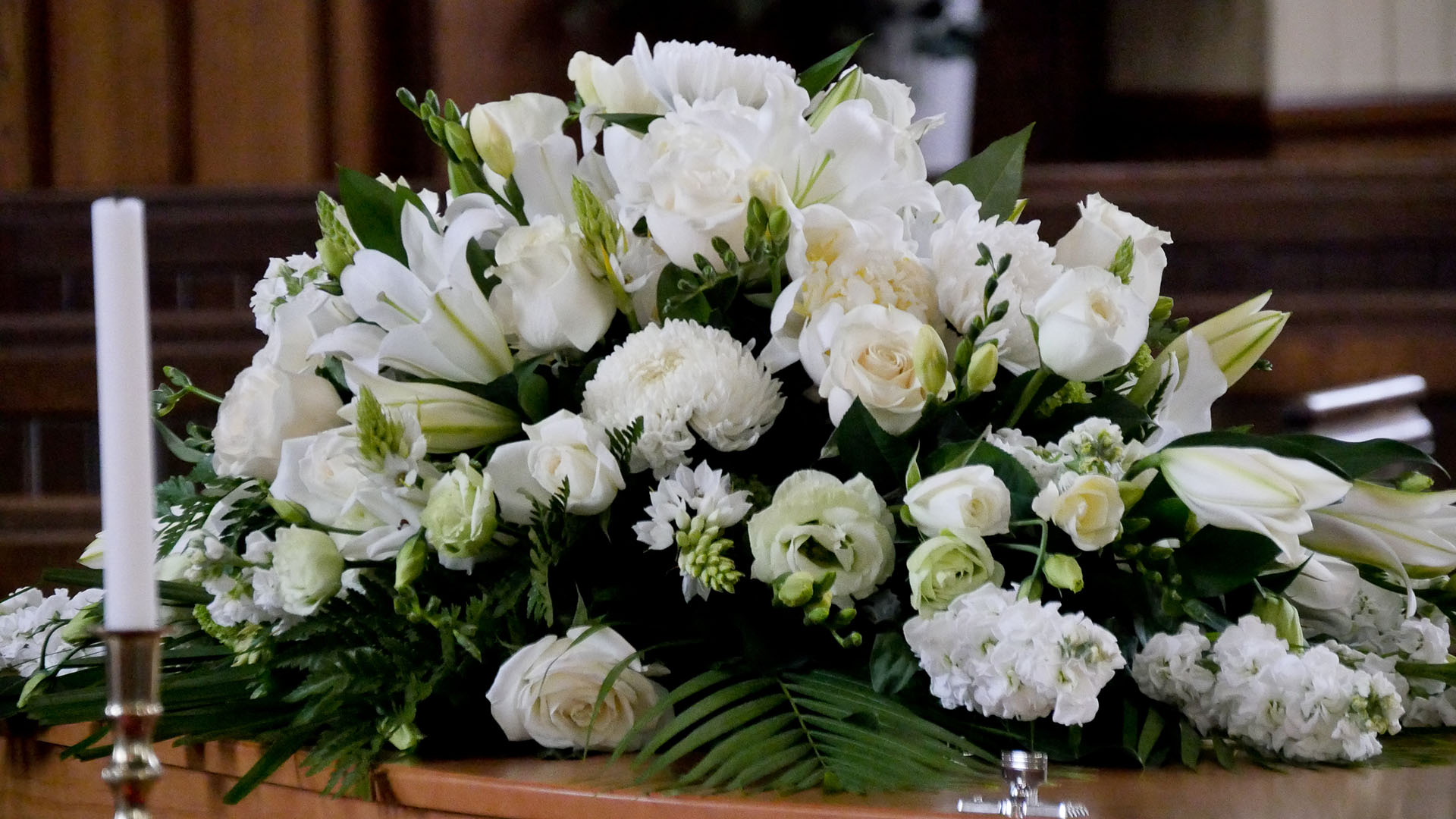 Shot of Flower & candle used for a funeral