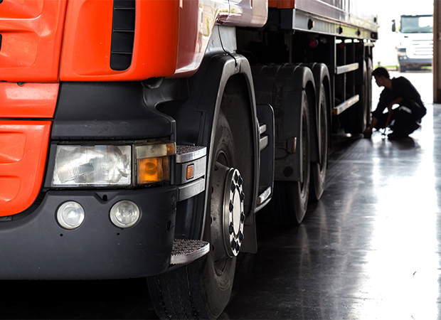 Inspecting truck tire