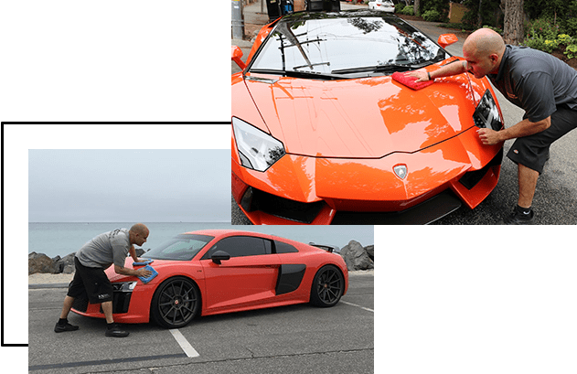 Sports Car Orange Red Detailing with Staff